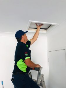 Entering the roof void as part of a pest control treatment
